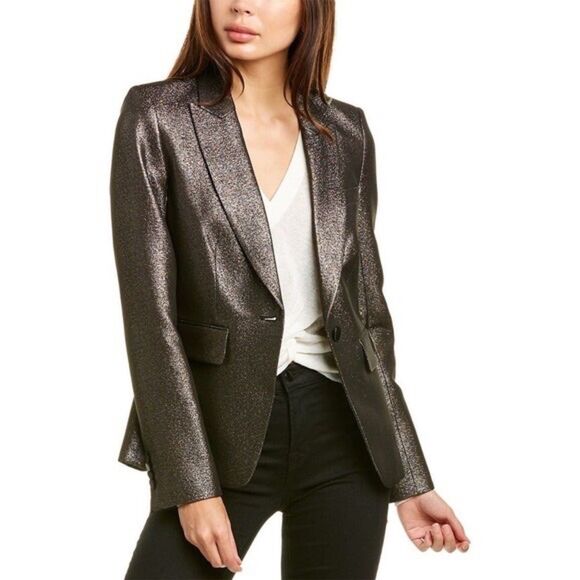 NWT VERONICA BEARD Cutaway Blazer Jacket Sz 2 Metallic Evening Cocktail Office - Picture 4 of 12